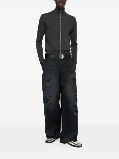 Acne Studios zip-up bow logo cardigan