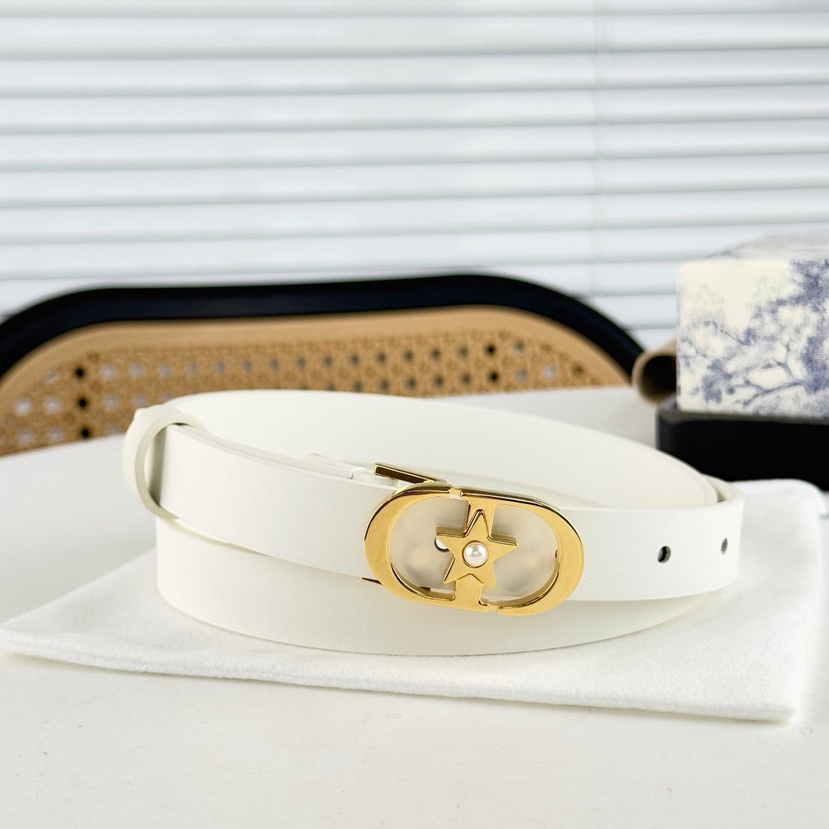 DIOR 25S BELT 20 MM IN WHITE CALFSKIN 564605